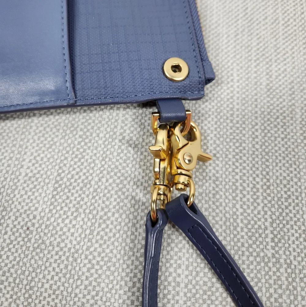 Dagne Dover Essentials Coated Canvas Blue Clutch Wallet Wristlet